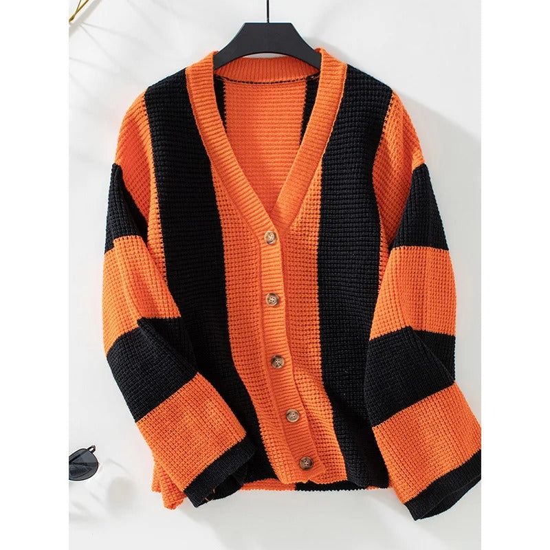 Drune | Gestreifter Oversized-Strickcardigan