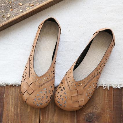 Drune | Atmungsaktive Lederflats Im Vintage-Stil