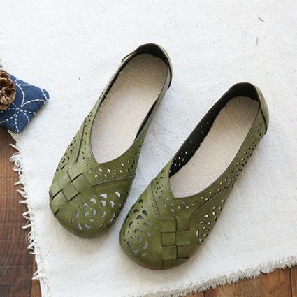 Drune | Atmungsaktive Lederflats Im Vintage-Stil