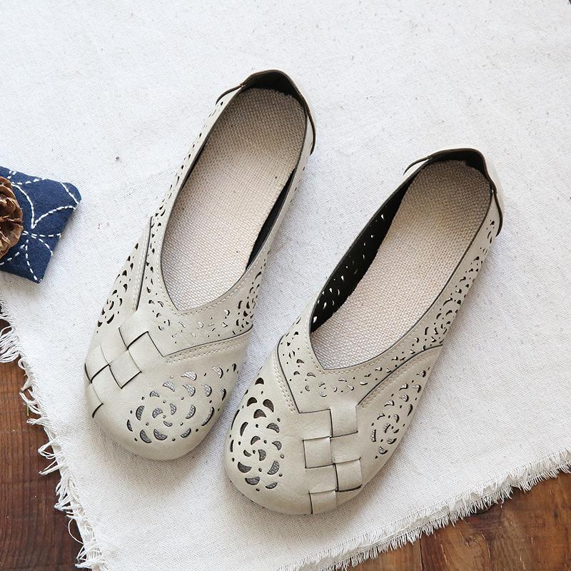 Drune | Atmungsaktive Lederflats Im Vintage-Stil