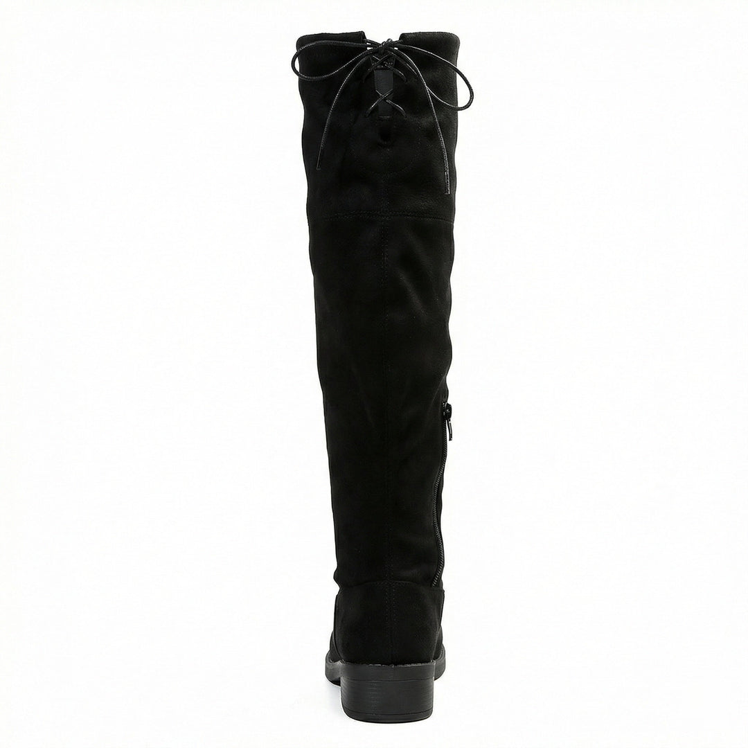 Damen Overknee-Stiefel aus weichem Wildleder mit praktischer Schnürung Drune