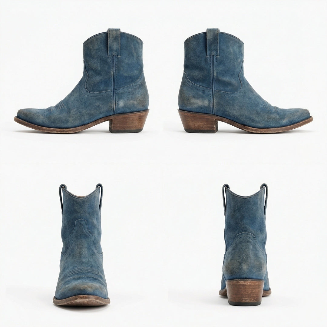 Kurze Cowboy-Stiefel | Western | Wildleder | Knöchel-Stiefel | Damenstiefel Drune