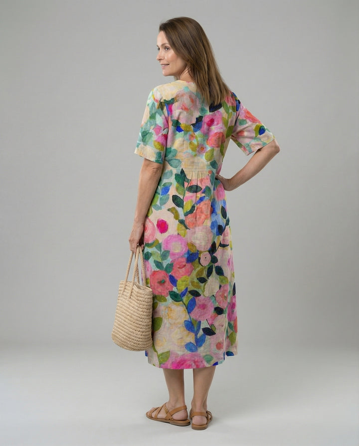 Drune - Damen Sommerkleid mit Kurzen Ärmeln, Locker & Bequem Geschnitten