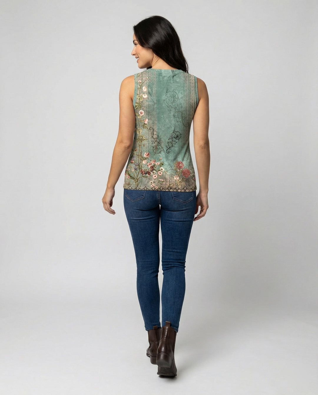 Drune - Ärmelloses Tank-Top mit Aquarell-Blumenmuster, Lockerer Schnitt