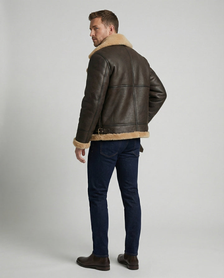 Luxus Lammfell Pilotjacke