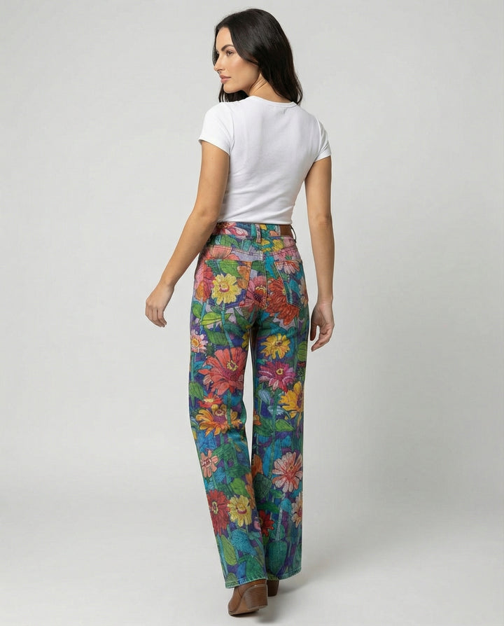 Drune - Modische Jeans, Mit Auffälligem Blumenprint