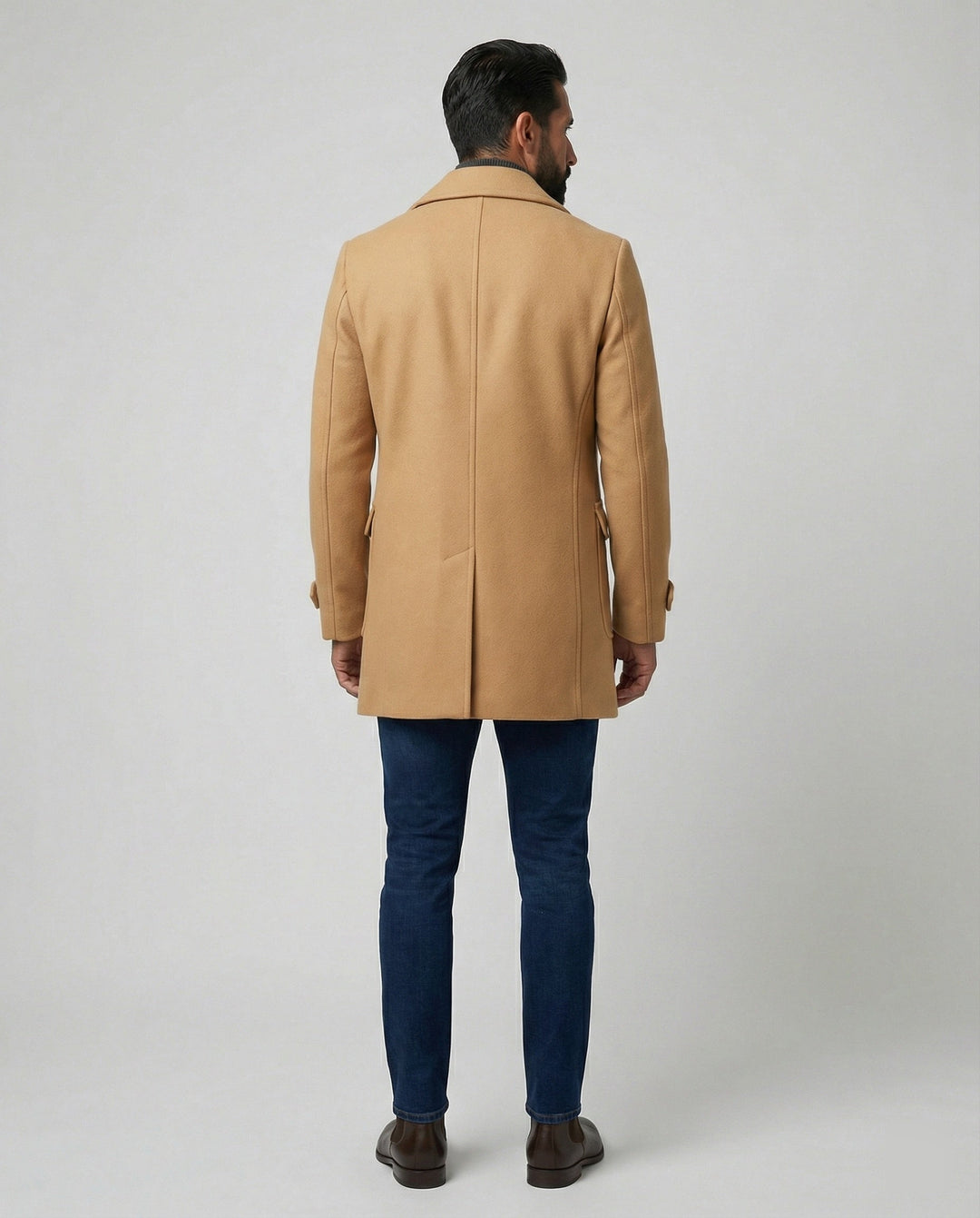 Herren Eleganter Wollmantel mit doppelter Knopfleiste