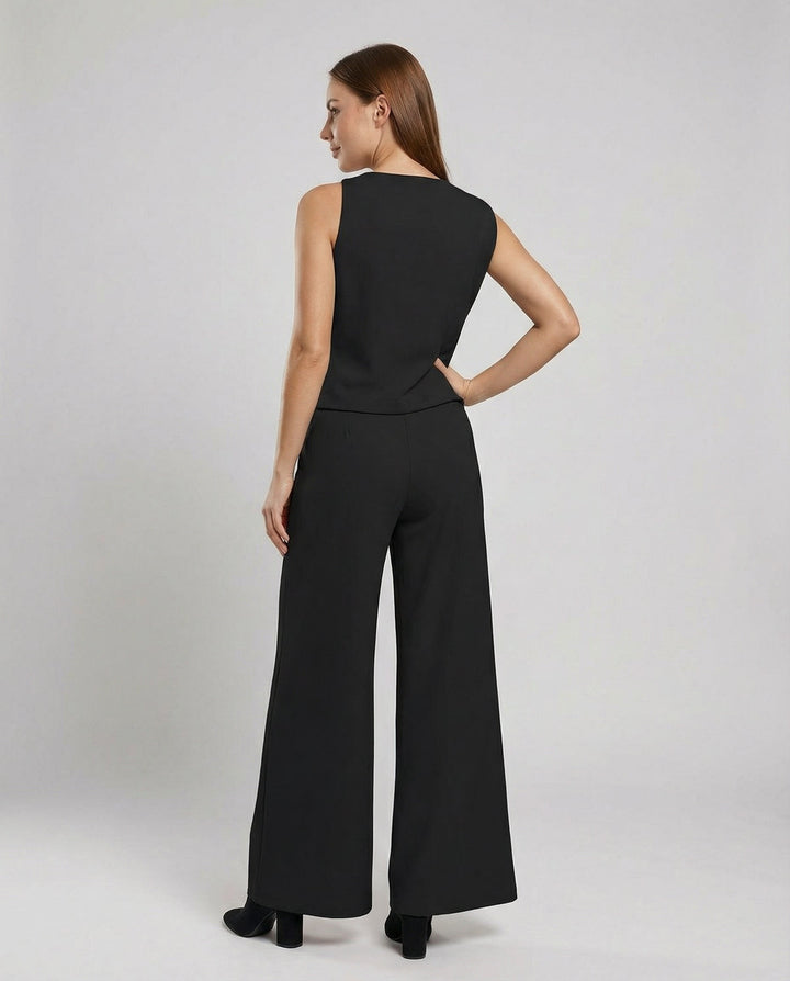 Eleganter Jumpsuit mit Rundhalsausschnitt für Alltag & Besondere Anlässe Drune