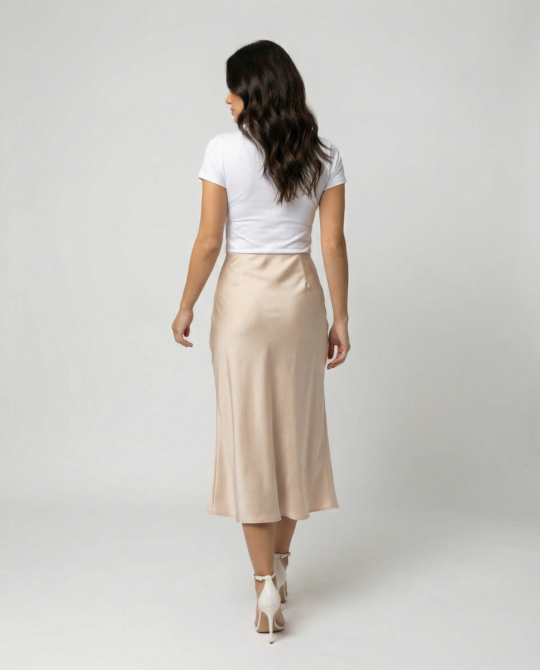 Damen eleganter Midirock mit sanftem Schnitt und hohem Bund Drune