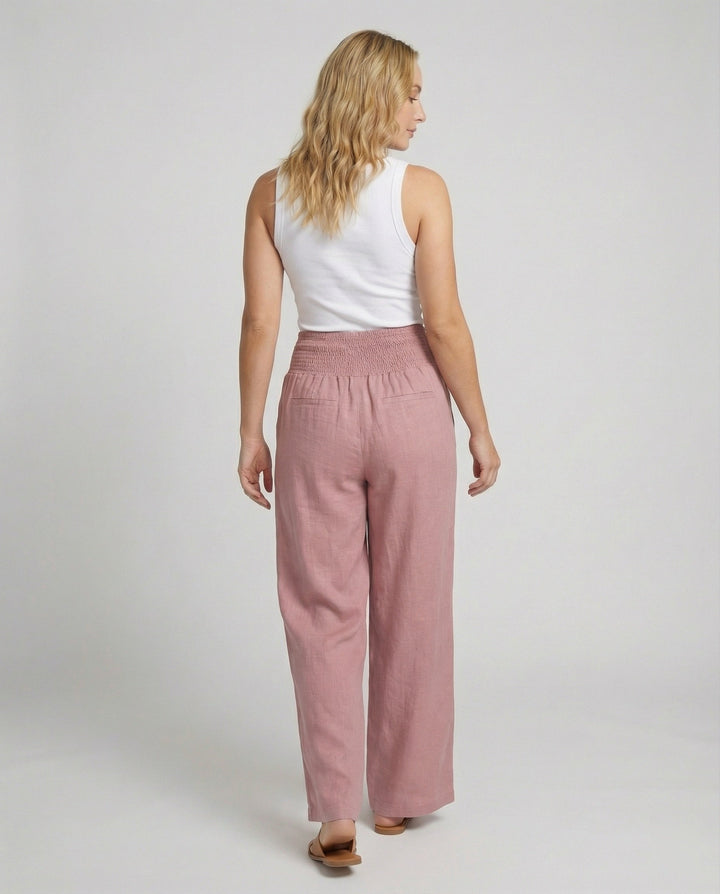 Damen Luftige Leinenhose mit elastischem Bund und Weitschnitt Drune