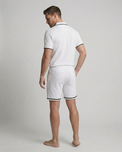 Herren Sportliches Polo- und Shorts-Set mit Kontraststreifen Drune