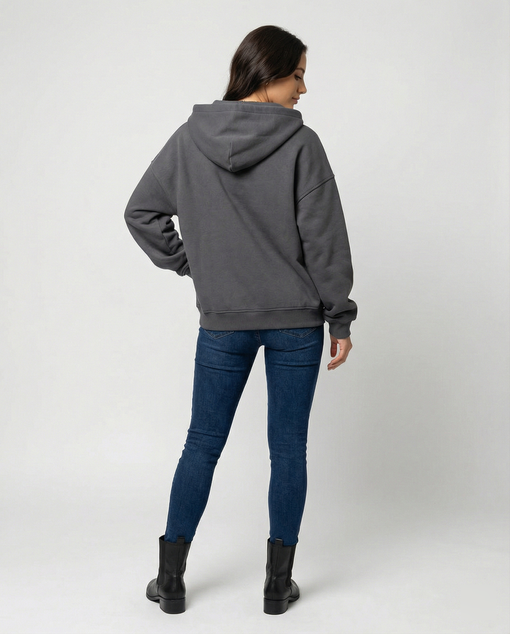 Damen Oversized Kapuzensweatshirt mit lässigem Stehkragen und langen Ärmeln Drune
