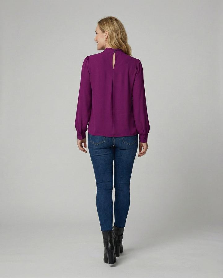 Damen elegante Bluse mit Stehkragen Drune