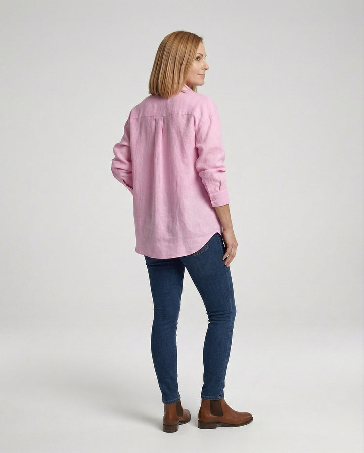 Damen Bluse Leinen Oversize