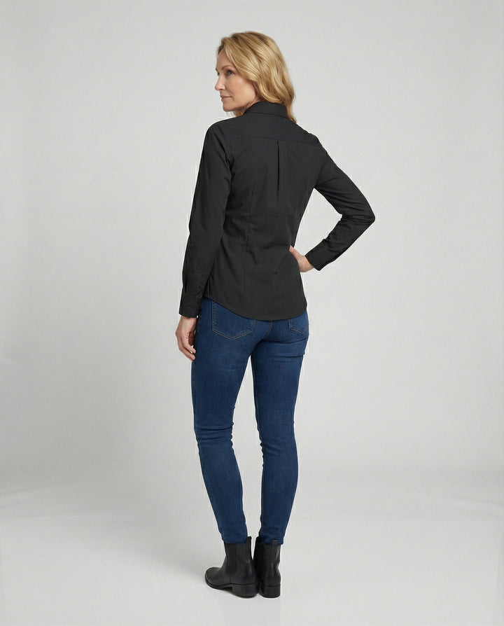 Taillierte Hemdbluse Damen mit Kentkragen