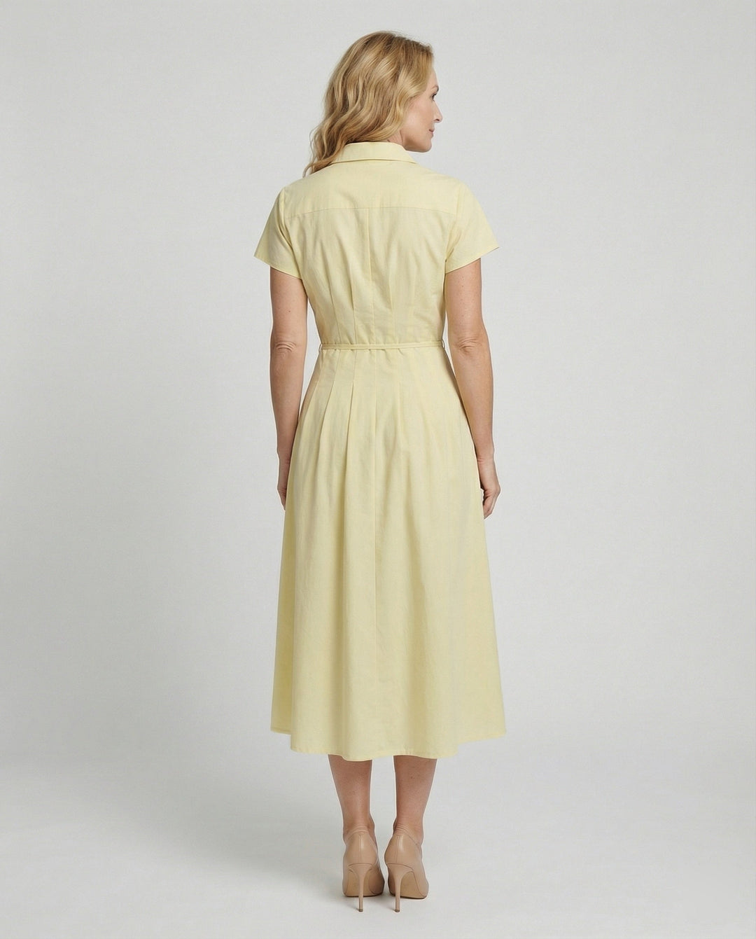 Damen Leinen Hemdkleid mit Gürtel