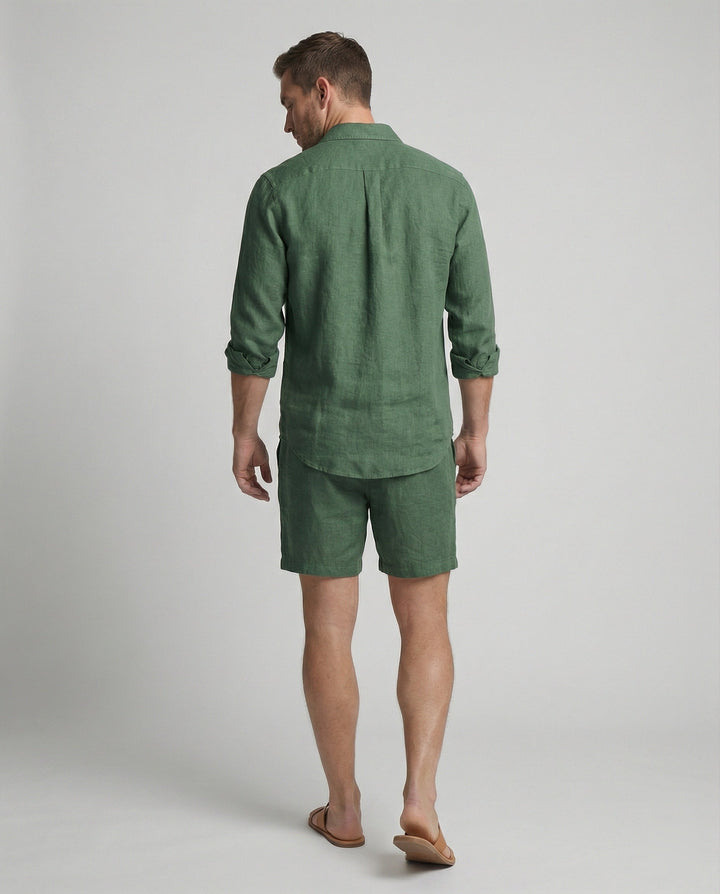 Zweiteiler Set Herren aus Leinen Hemd und Shorts