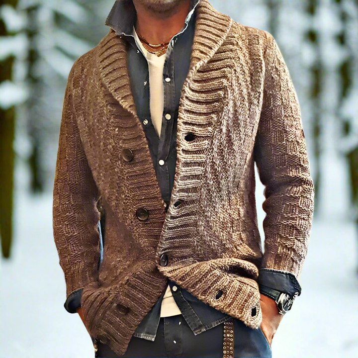 Drune | Strickjacke Schalkragen Knopfverschluss Weiches Strickmaterial Lockere Passform