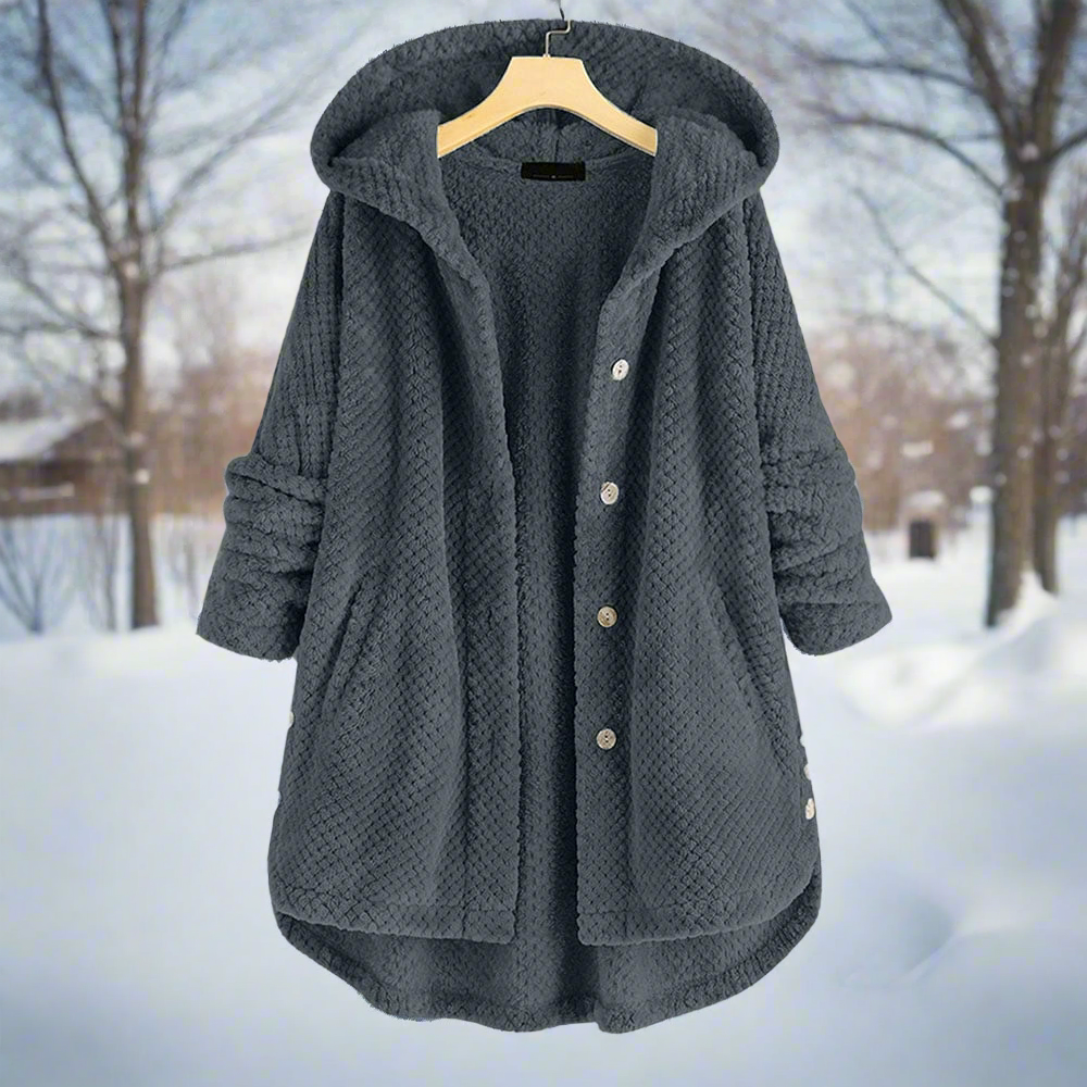 Drune | Bademantel - Strukturiertes Fleece - Lange und Lockere Passform - Knopfverschluss mit Taschen