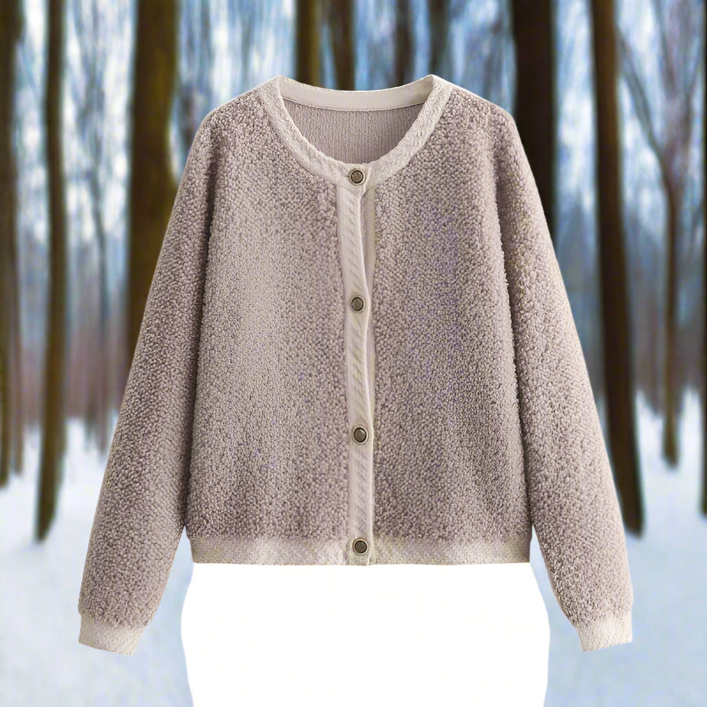 Drune | Cardigan-Jacke - Weiche Teddy-Textur - Offene Vorderseite - Lässiger Schnitt