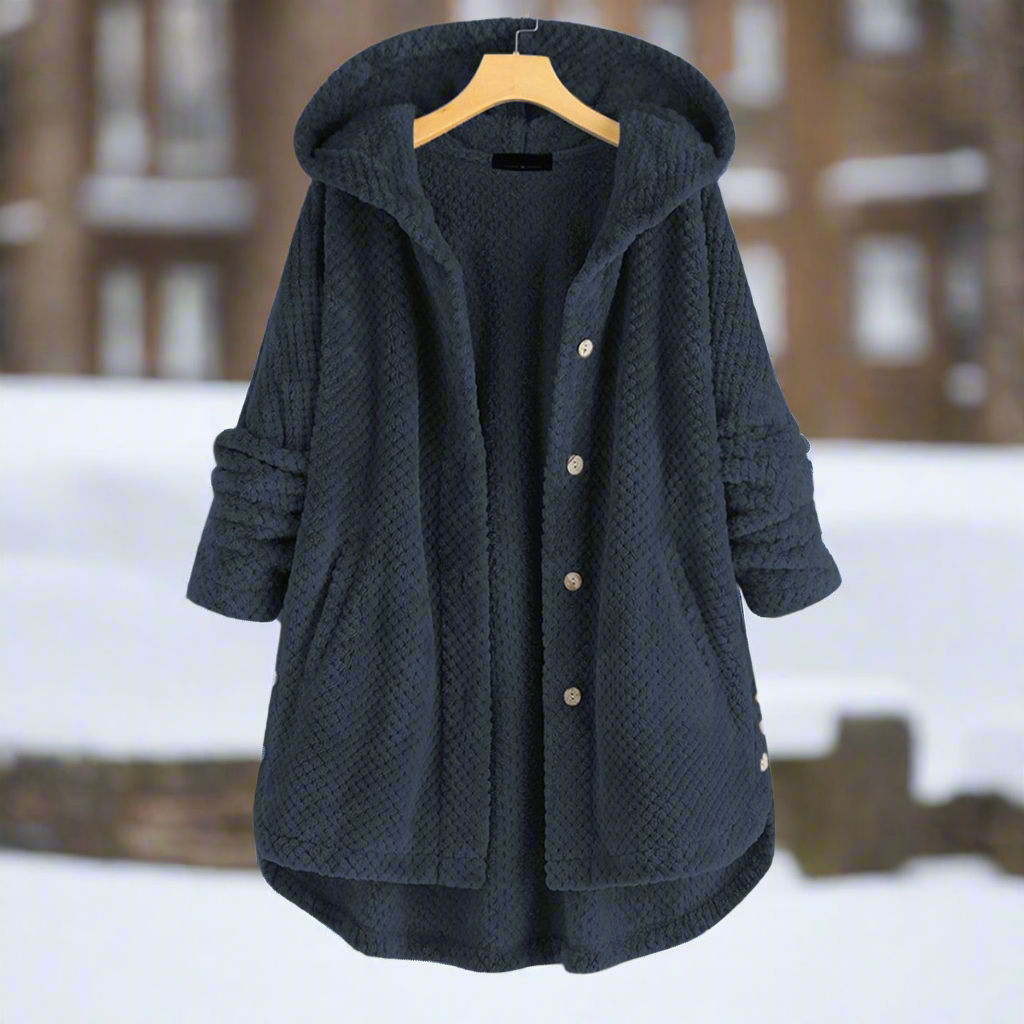 Drune | Bademantel - Strukturiertes Fleece - Lange und Lockere Passform - Knopfverschluss mit Taschen