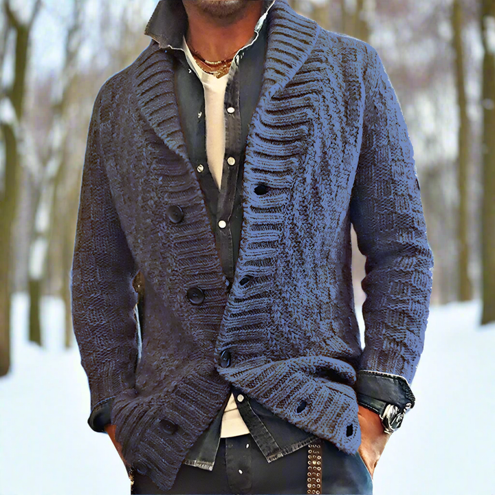 Drune | Strickjacke Schalkragen Knopfverschluss Weiches Strickmaterial Lockere Passform