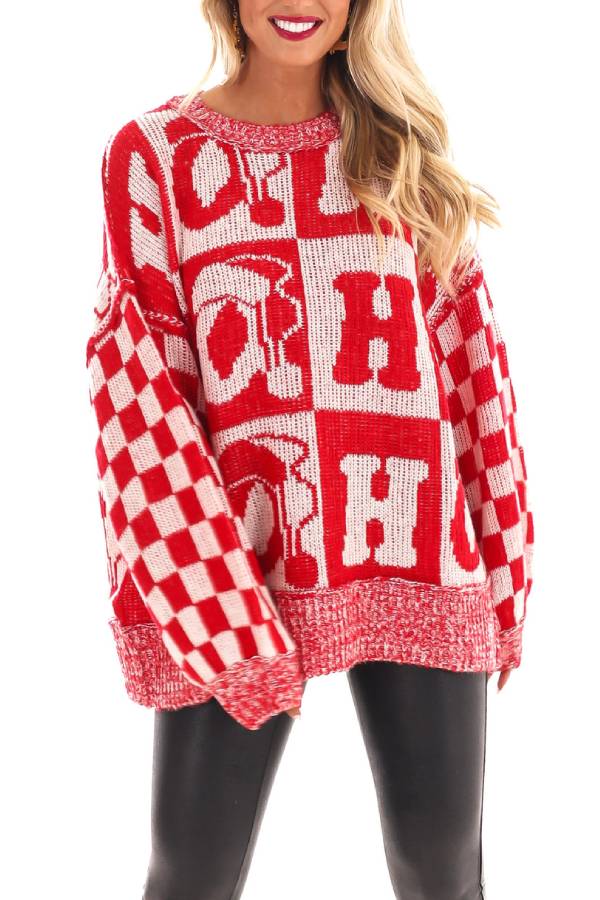 Drune | Weihnachtsbriefe Rundhals Langarm Locker Gestrickter Pullover