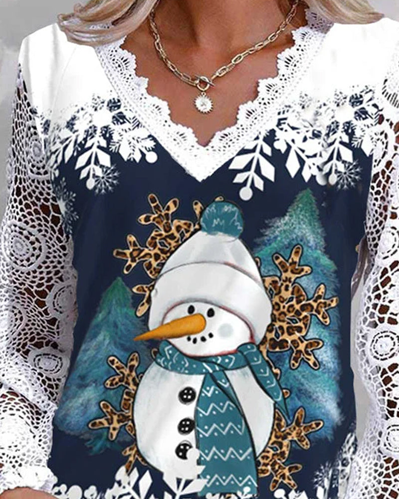 Drune | Christme Schneemannmuster-Hemd