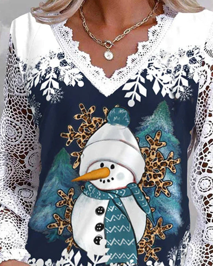 Drune | Christme Schneemannmuster-Hemd