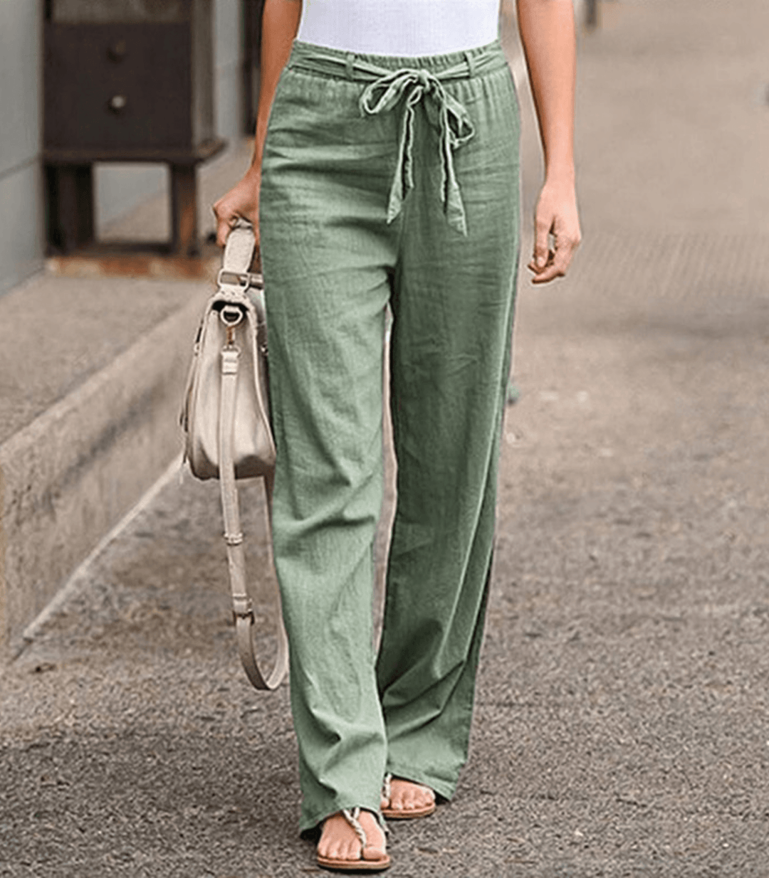 Drune | Leinenhose aus Baumwolle mit Kordelzug und elastischem Bund