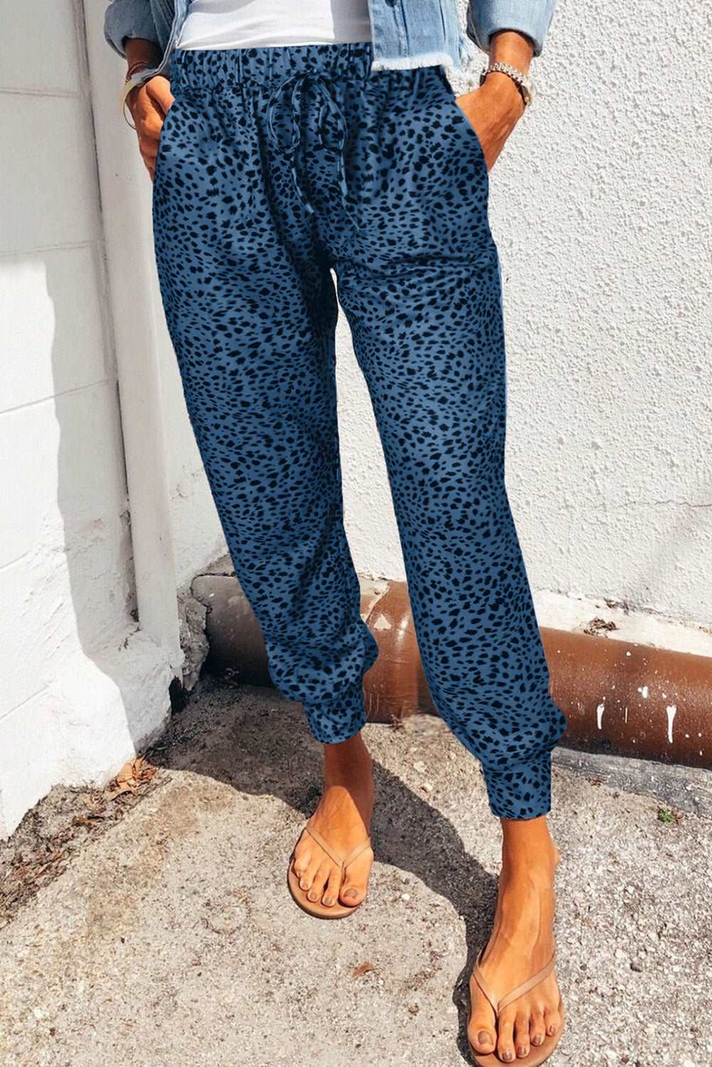 Drune | Leopardenmuster Jogginghose Mit Taschen