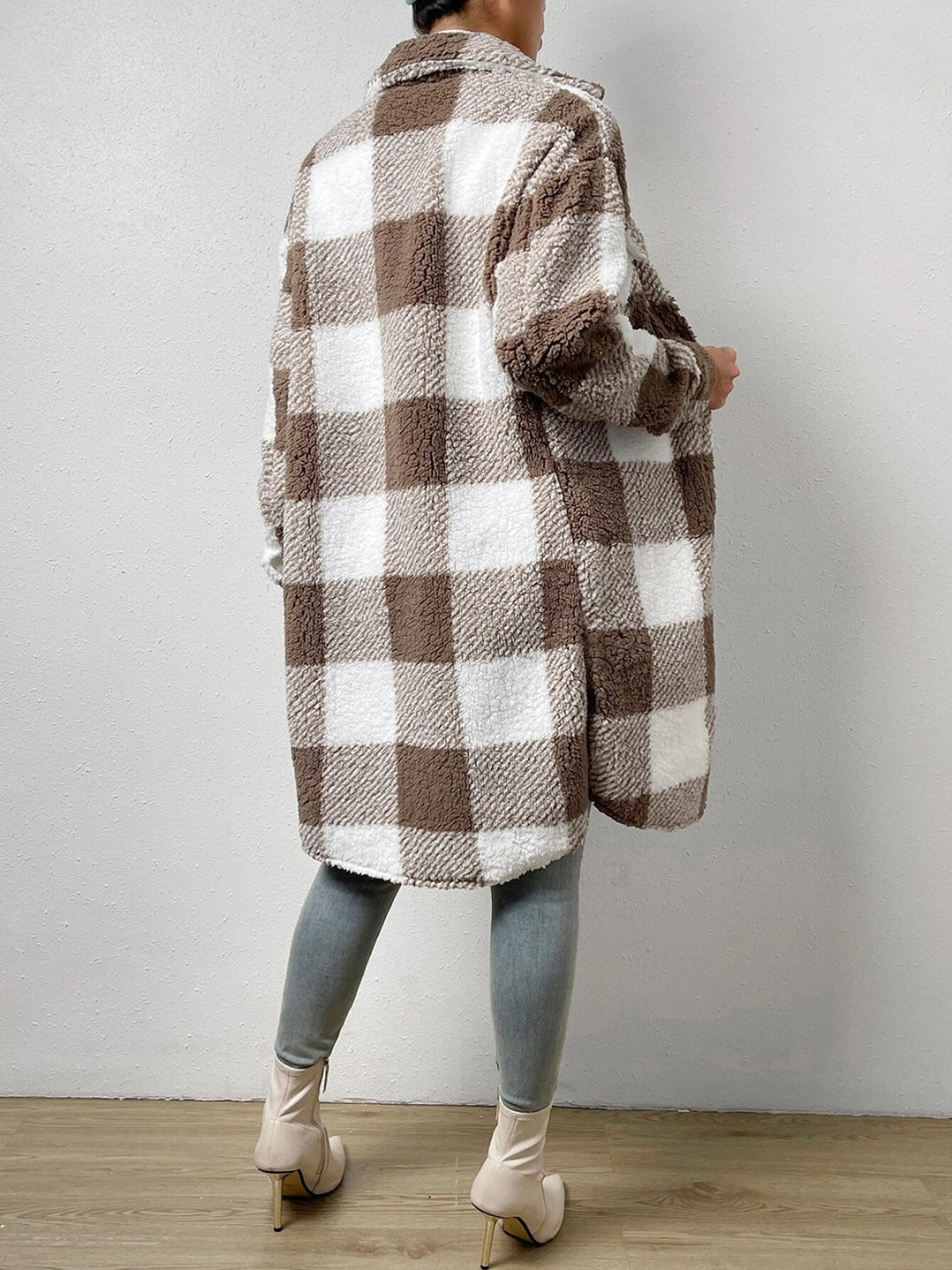Drune | kariert Jacke mit plüschigem Kragen und Knöpfen