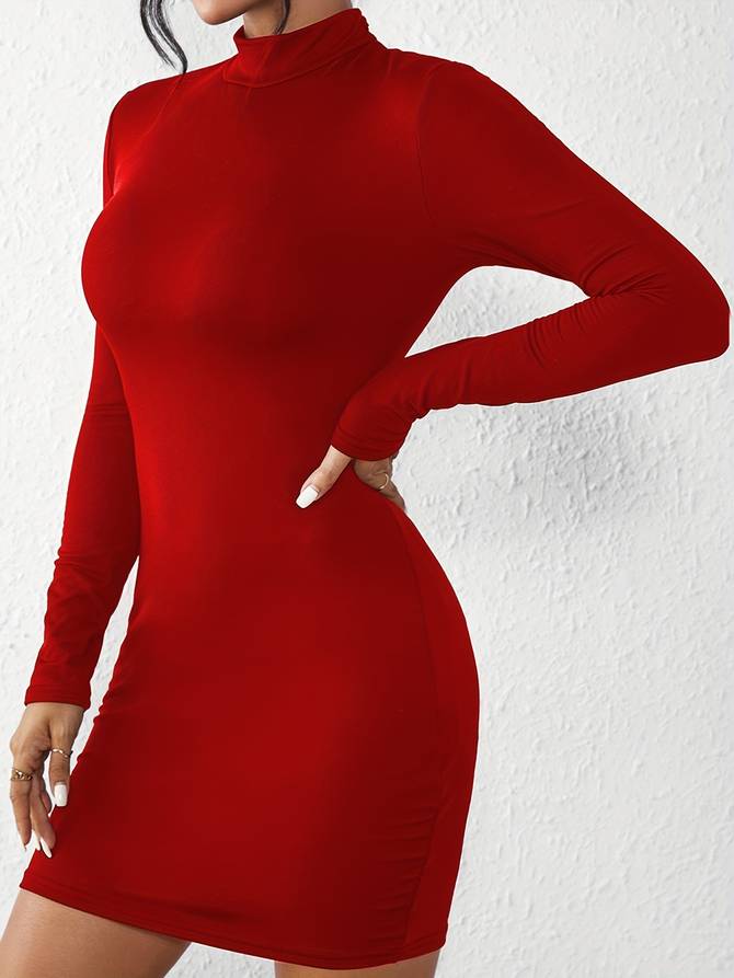 Drune - Klassisches Bodycon Kleid mit Rollkragen