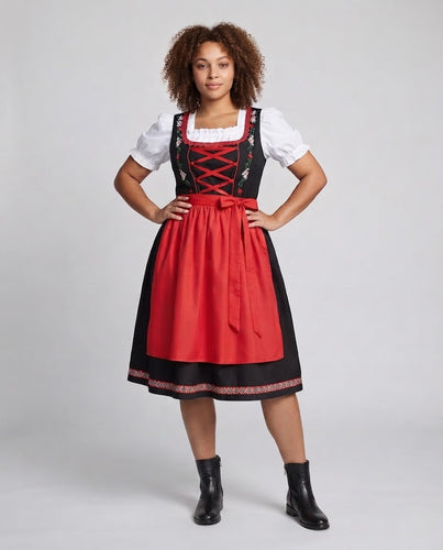 Damen Trachtenkleid mit floralen Applikationen und traditionellem Design Drune