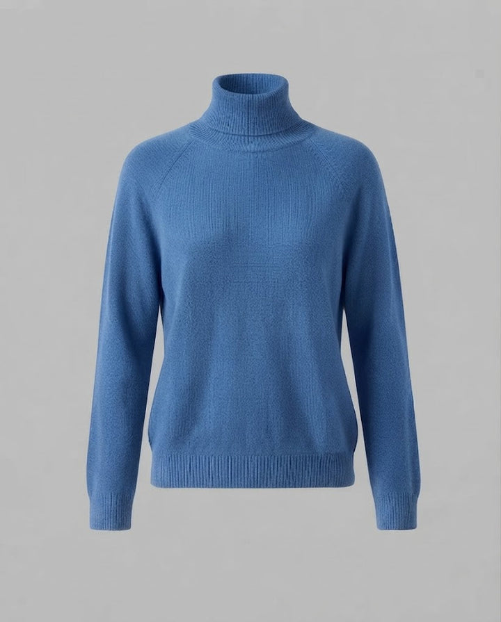 Damen Feinstrick-Rollkragenpullover aus Kaschmir-Mix mit Raglanärmeln und feinem Rippbund Drune