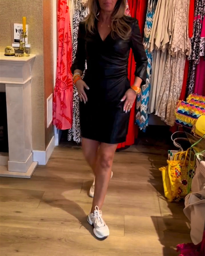 Drune | Ausschnitt Pu Bodycon Kleid