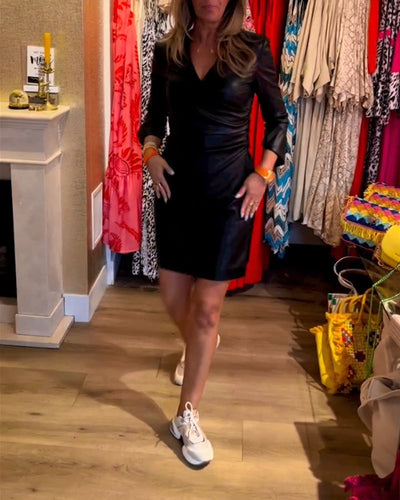 Drune | Ausschnitt Pu Bodycon Kleid