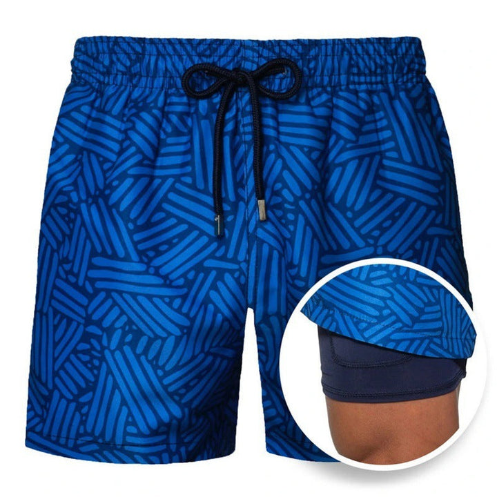 Drune | Bedruckte Herren Badeshorts Mit Doppelter Schicht Für Den Sommer