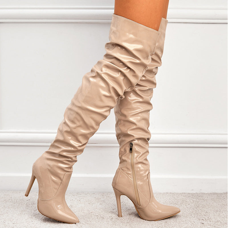 Drune | Kniehohe Lange Stiefel für Frauen mit Super Hohem Absatz für Partys