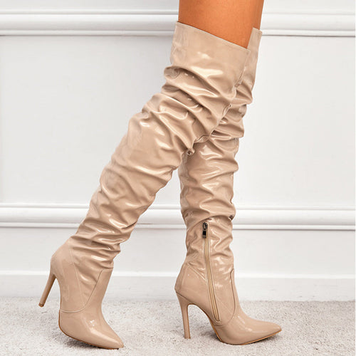 Drune | Kniehohe Lange Stiefel für Frauen mit Super Hohem Absatz für Partys