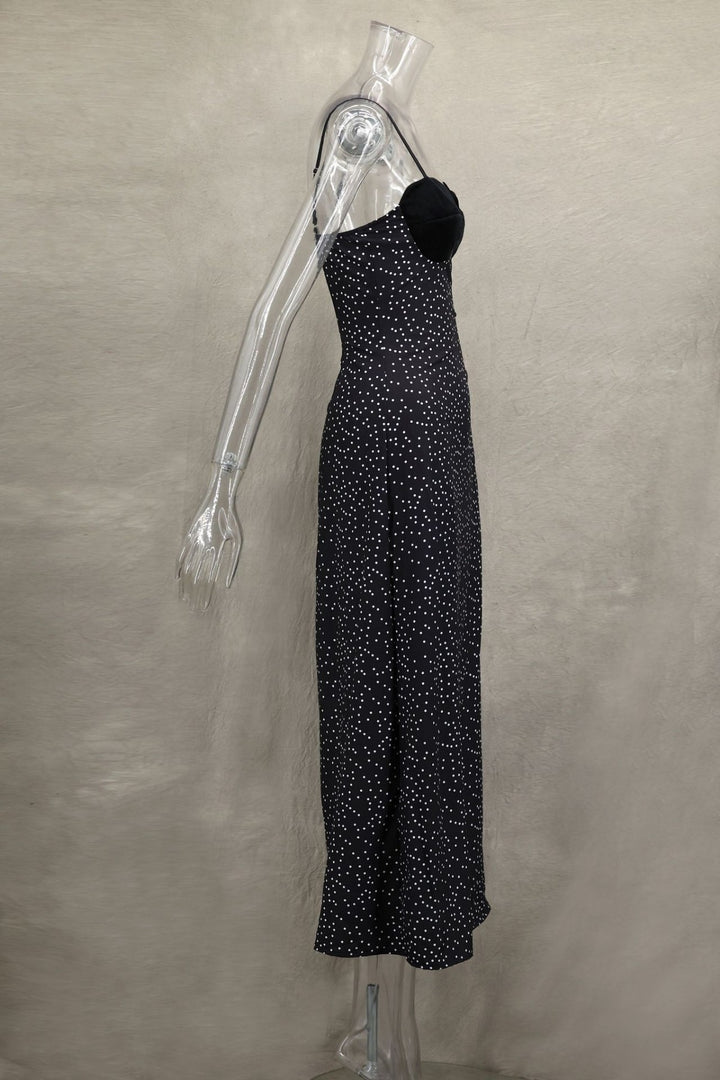 Drune | Kontrastfarbenes Kleid mit Polka-Dot-Print