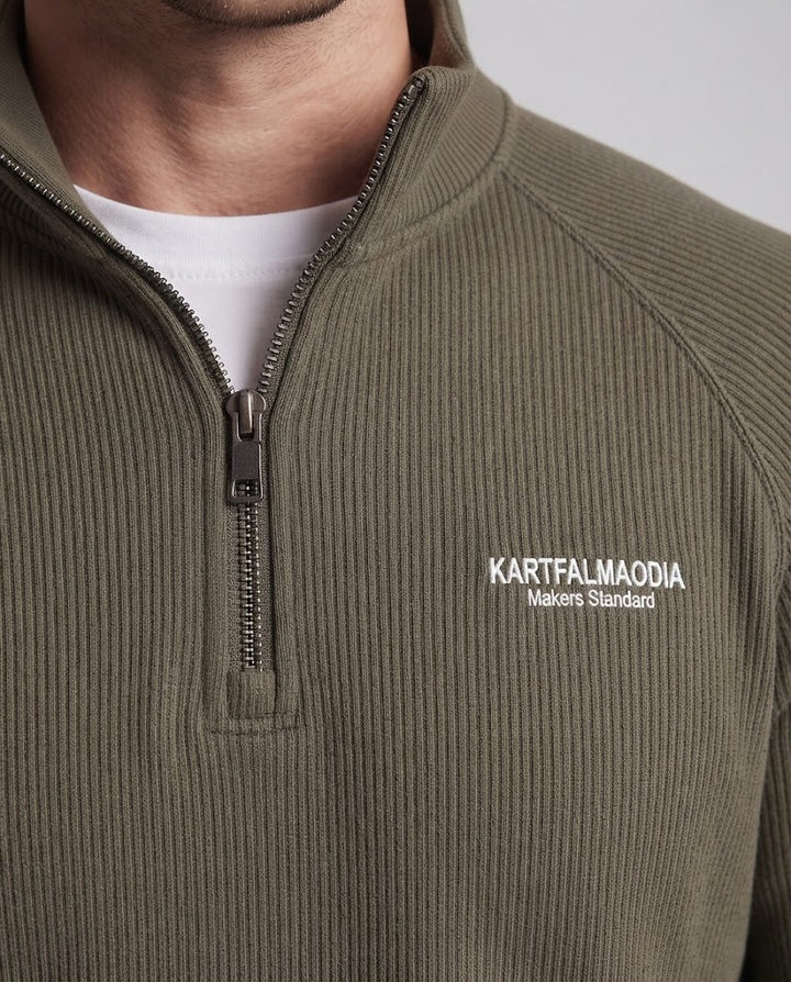 Herren eleganter Stehkragen-Pullover mit Reißverschluss Drune
