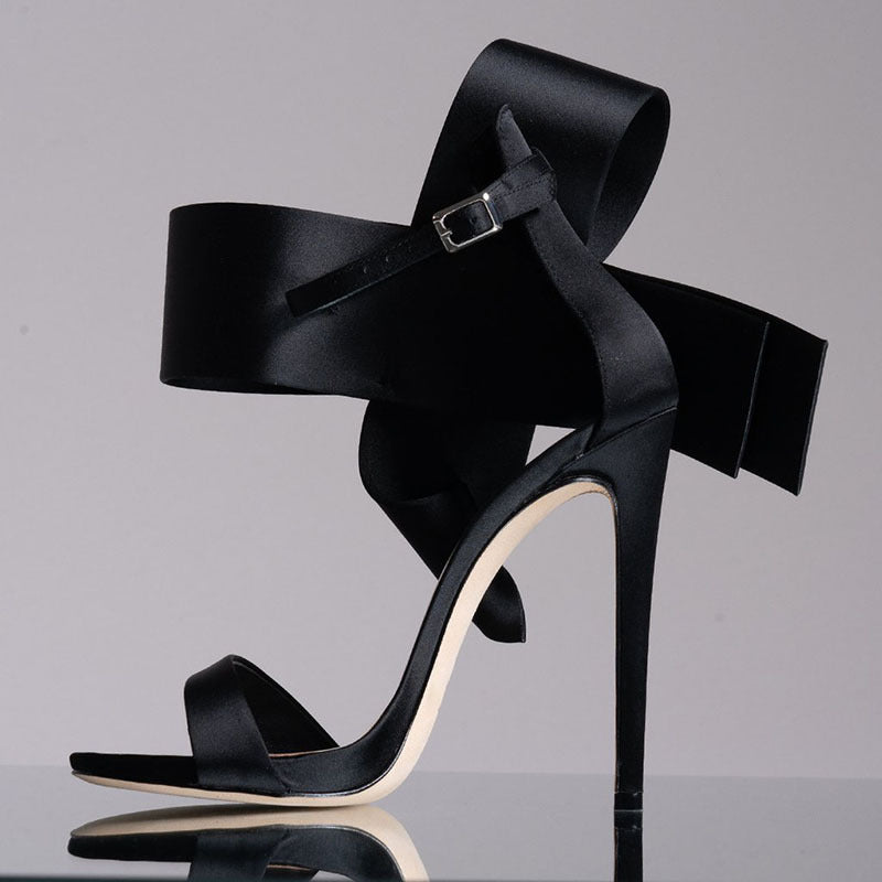 Drune | Sommer Übergröße Schleife Knöchelriemen High Heels Sandalen für Frauen