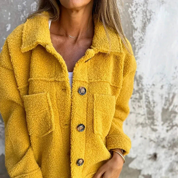 Drune | Damen Lange Ärmel Teddy Jacke Gemütlicher Winterstil
