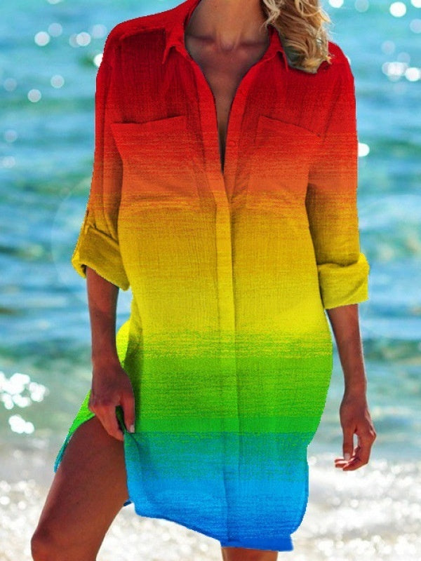 Drune | Bikini Jacke Shirt Badeanzug Strickjacke Damenbekleidung Druck Urlaub Strandshirt