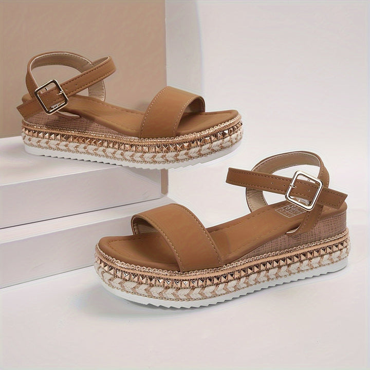 Drune | Elegante Damen Schnalle Komfort Plattform Sandalen
