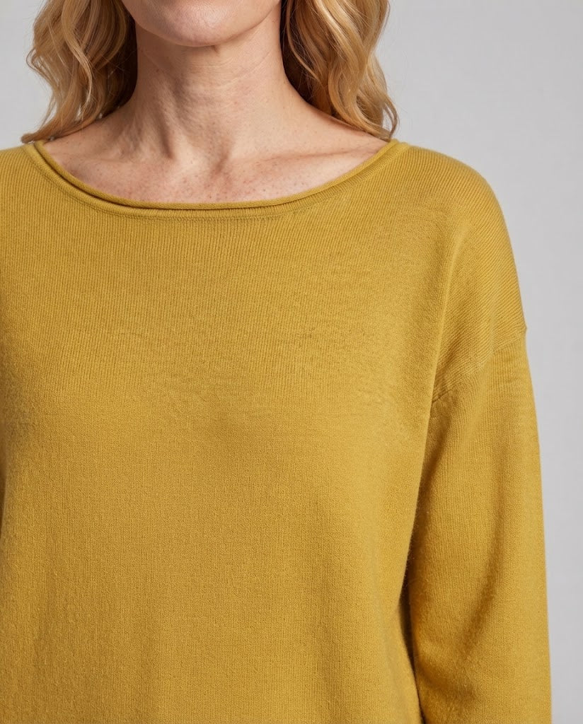 Damen feiner Strickpullover mit Bootsausschnitt und lockerer Passform Drune