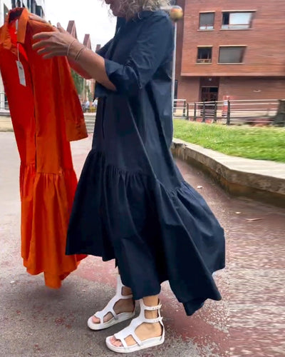 Drune | Einfarbiges Lässiges Langarmkleid