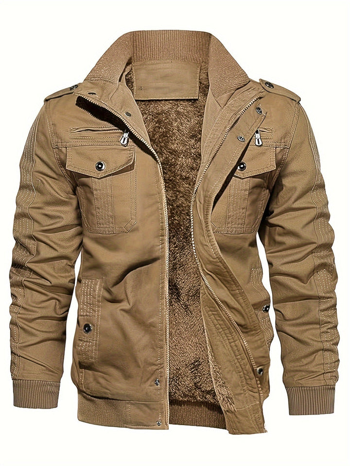 Drune | Casual Langarm mit Reißverschluss Retro Stehkragen Winterjacke für Männer - Perfekt für die Freizeit