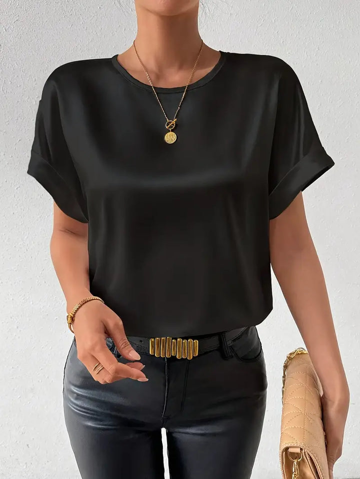 Drune | Satin T-Shirt Mit Umgeschlagenen Ärmeln Für Damen